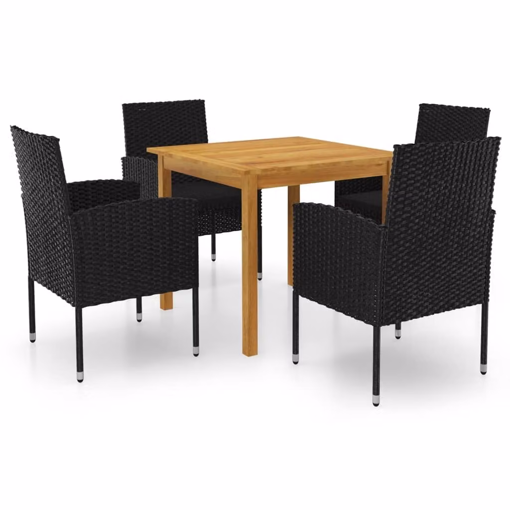 vidaXL Set da pranzo da giardino 5 pezzi nero