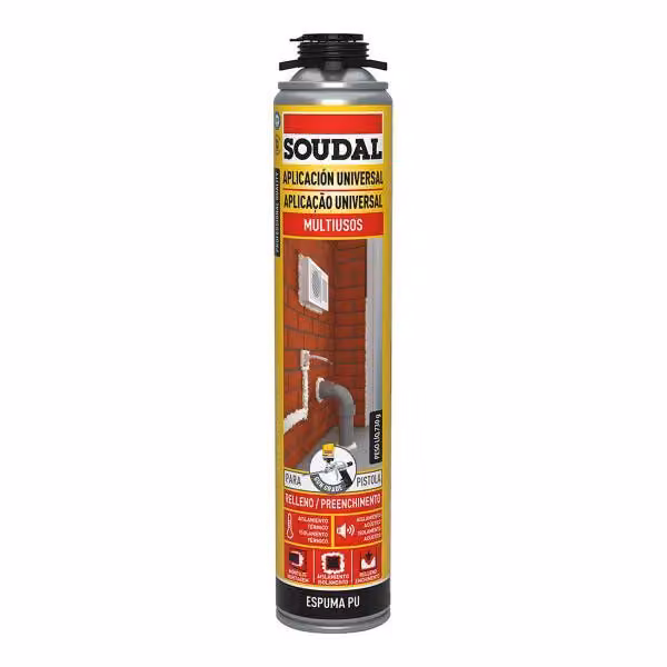 Schiuma Soudal Classic 115798 Poliuretano Beige Pistola 750 ml