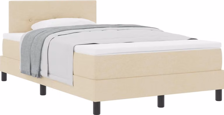 Letto a molle con materasso crema 120 x 200 cm in tessuto