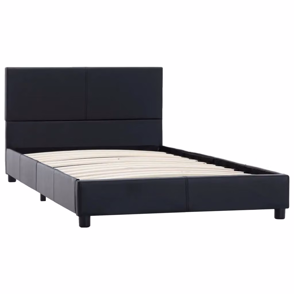 Letto singolo moderno per adulti in similpelle nera L/P/H: 90 x 200 cm – 2