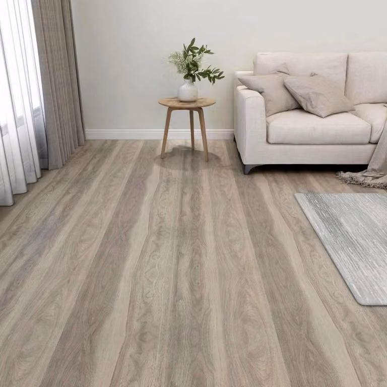 Tavole per pavimenti adesive vidaXL effetto legno in PVC, 5,11 m², 55 pezzi, disponibili in marrone o grigio