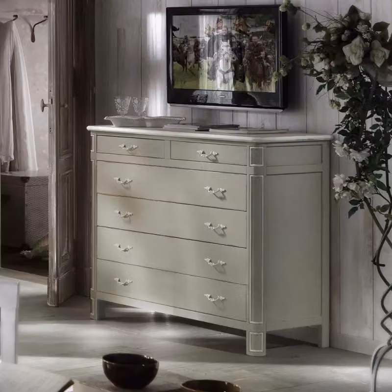 Comò in legno con 6 cassetti in stile shabby chic Mobili 2G L/P/H: 121 x 53 x 104 cm – 3