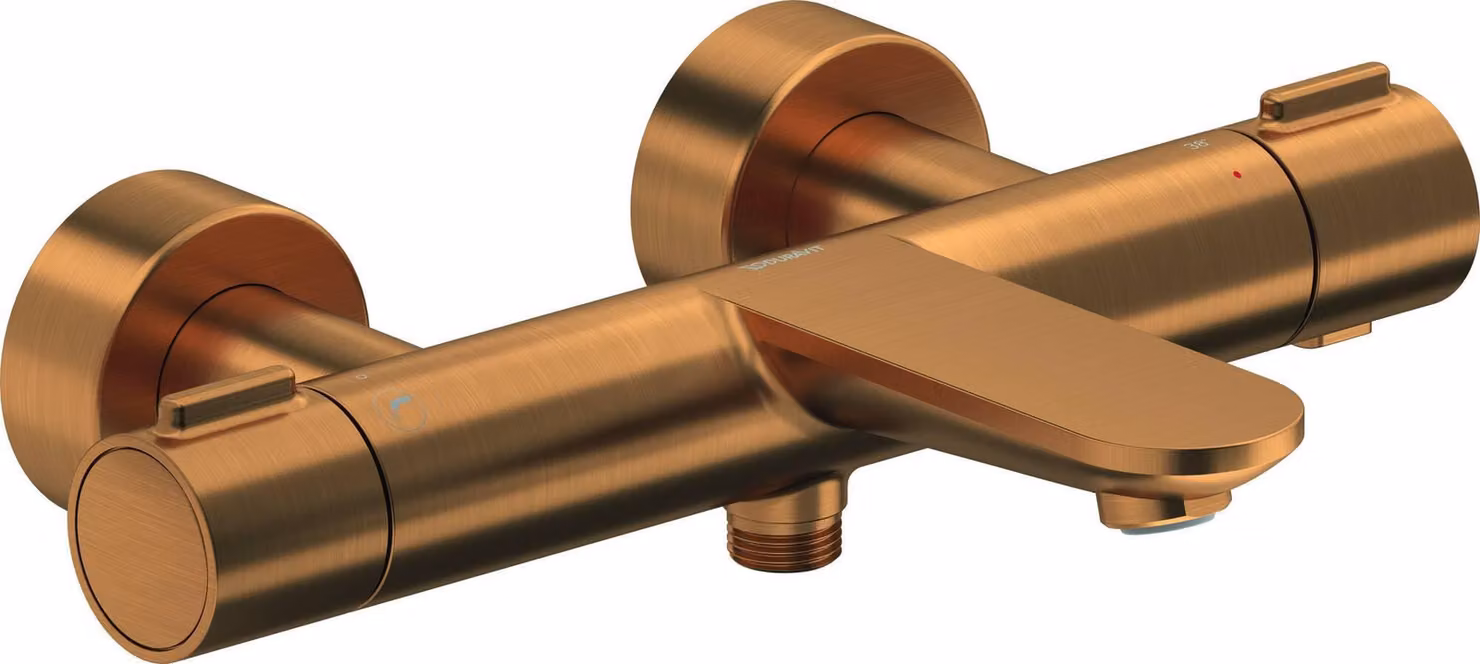 Termostato a incasso, 198 mm, finitura bronzo spazzolato, modello Wave