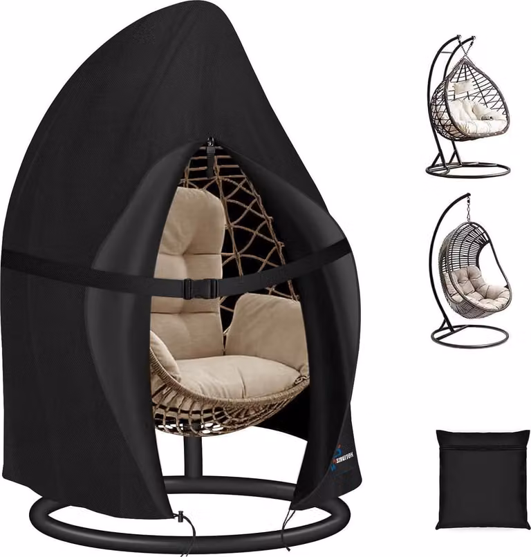 Copertura antipioggia per sedia sospesa 420D Oxford nero - resistente ai raggi UV e all'acqua 120x205cm