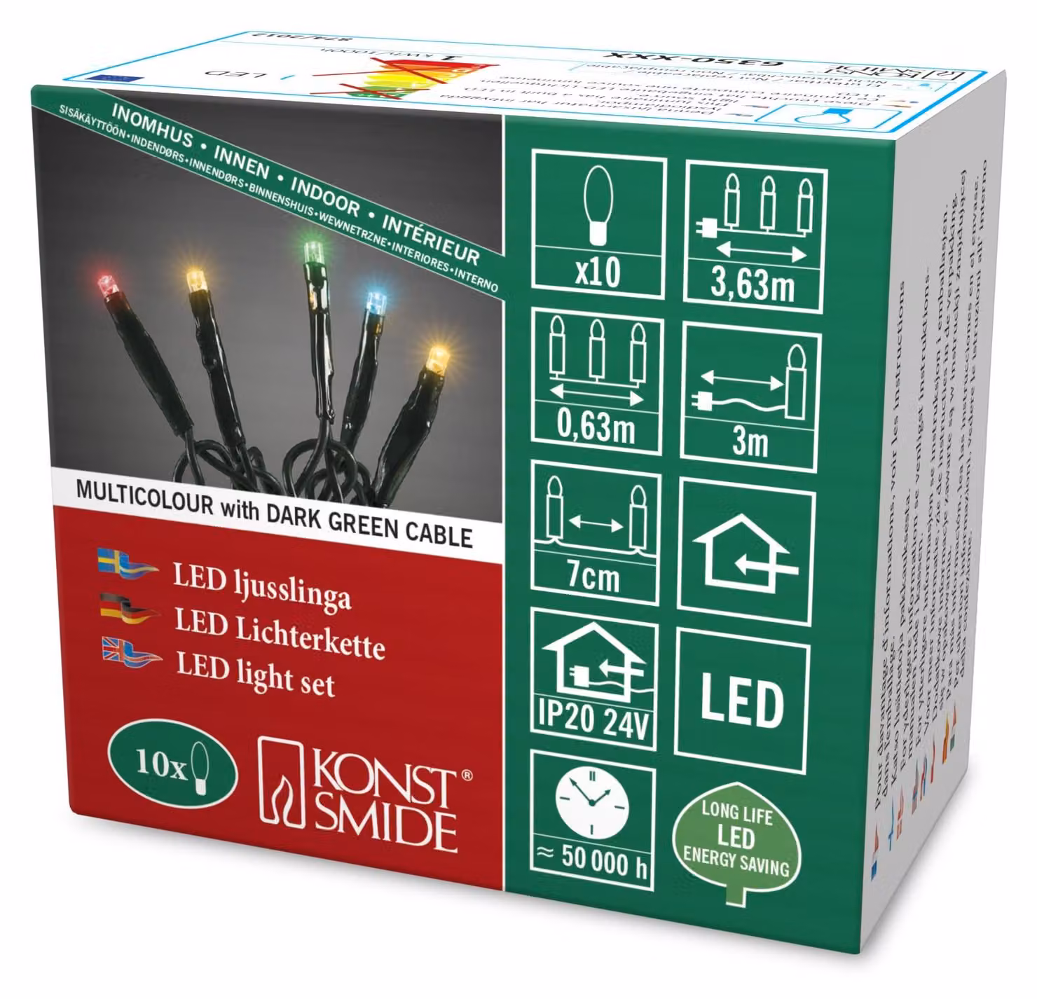 catena luminosa a micro LED da 5 m saldata a 10 diodi colorati