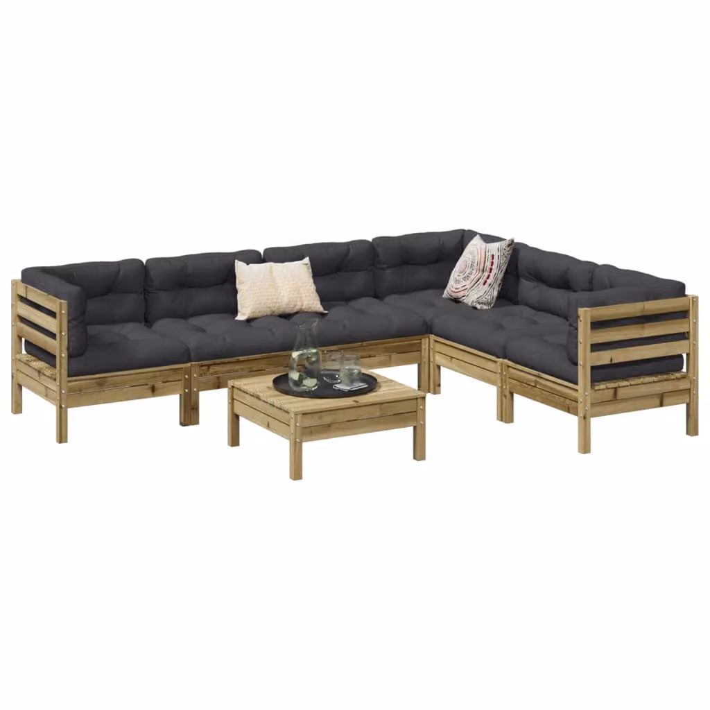 Maison Exclusive - Set da giardino composto da 7 pezzi con cuscini, in legno di pino trattato