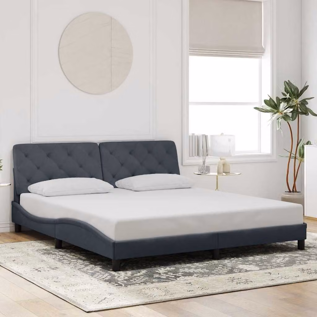 vidaXL Giroletto senza Materasso in Velluto Grigio L/P/H: 180 x 200 cm – 1
