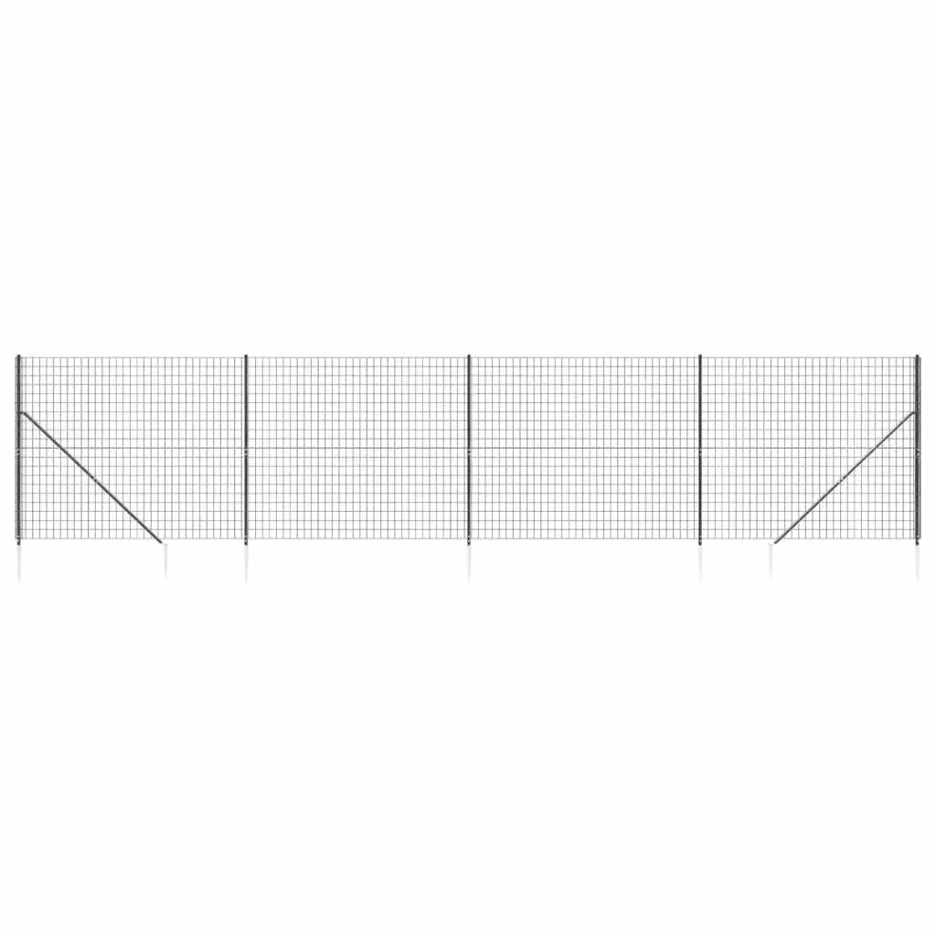 Recinzione Metallica con Picchetti Ancoraggio Antracite 1,4x10m