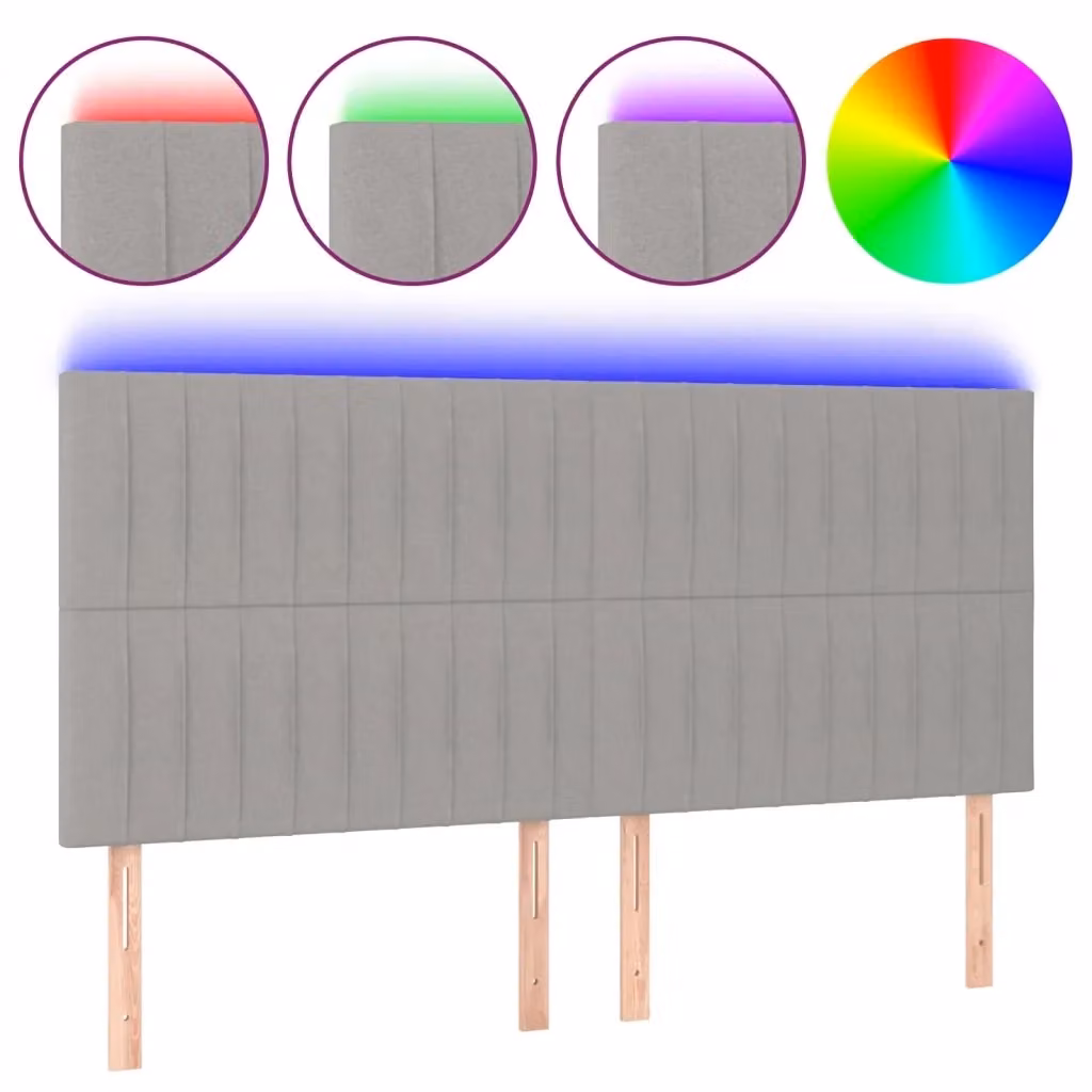 Testiera con LED e porta USB vidaXL in tessuto grigio, L: 200 cm, P: 5 cm, H: 118-128 cm – 2