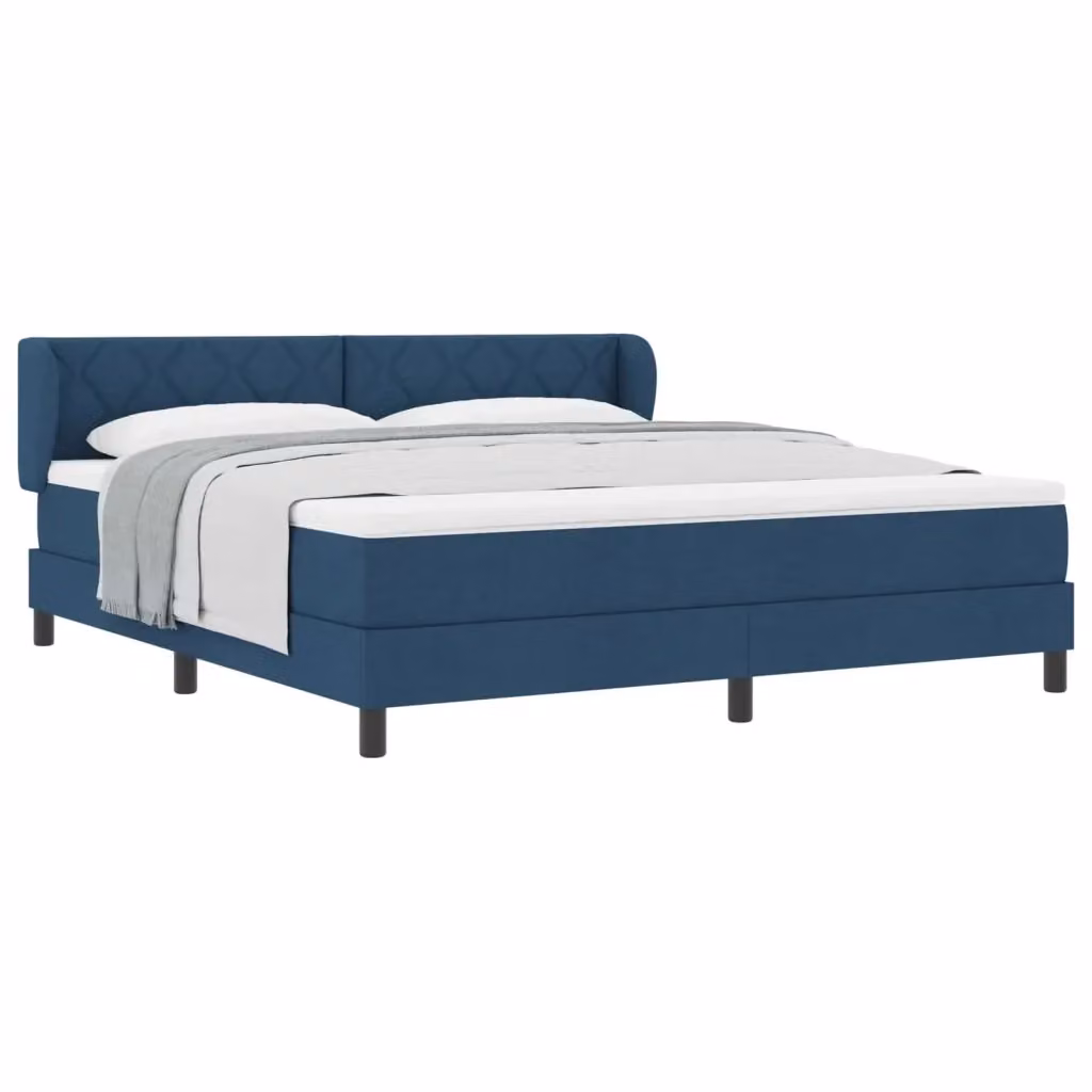 Letto a molle moderno vidaXL con testiera in tessuto blu L 180 cm x P 200 cm x H 280 cm – 2