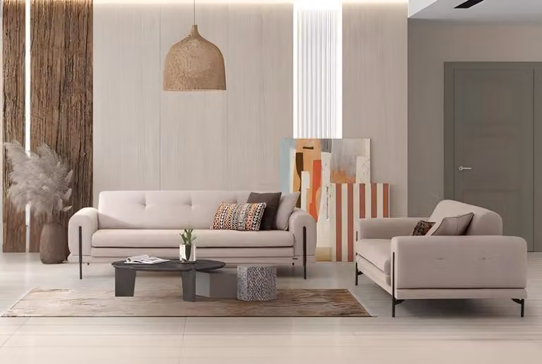 Luxus Sofagarnitur Dreisitzer Stoffsofas Polstersofa 2tlg Weiß Set