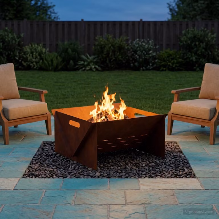Braciere vidaXL in acciaio Corten color marrone, L 40 cm x P 40 cm x H 20 cm