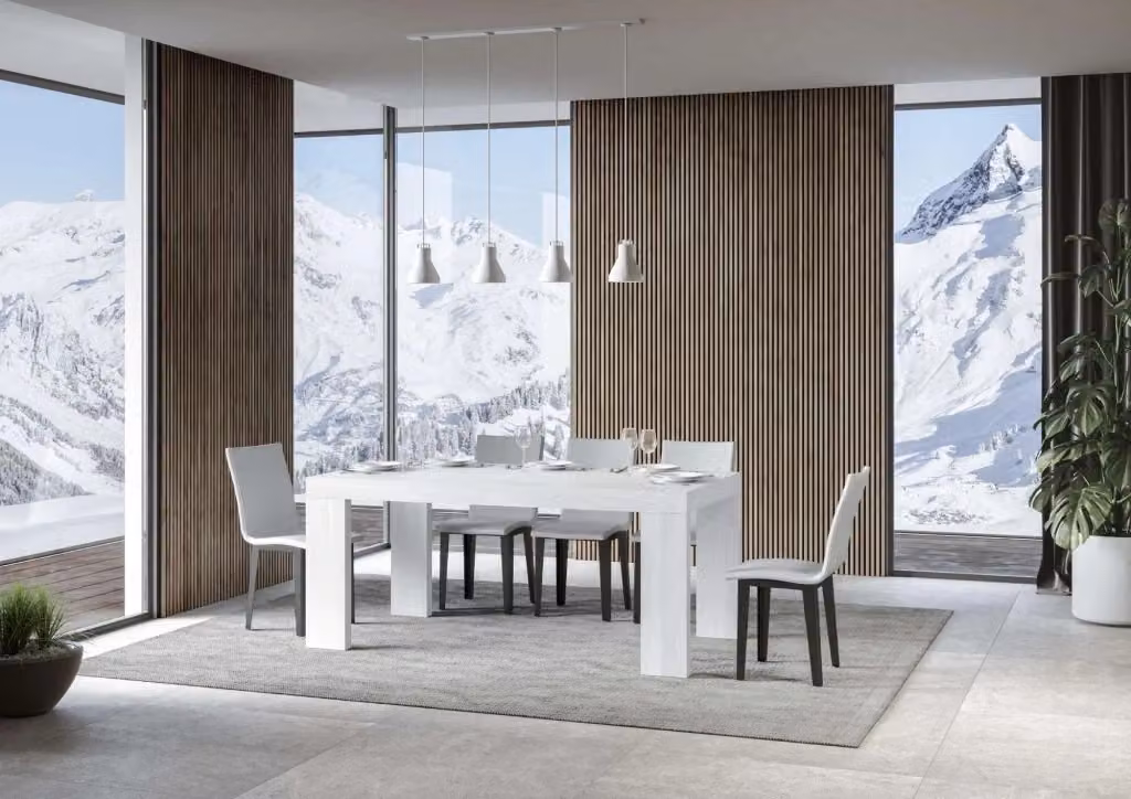 Tavolo rettangolare allungabile Roxell in legno di frassino bianco, L/P/H: 160-264 x 90 x 77 cm – 2