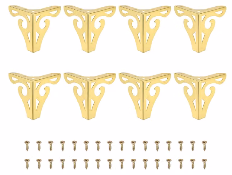 Solidchoice - Set di 8 moderne gambe in metallo per mobili - Gambe triangolari dorate per divani