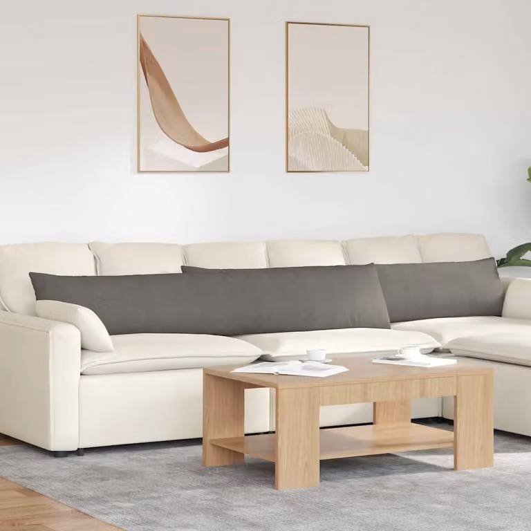 Set di 2 cuscini da divano vidaXL in velluto a coste grigio, L 200 cm x P 40 cm con rivestimento rimovibile