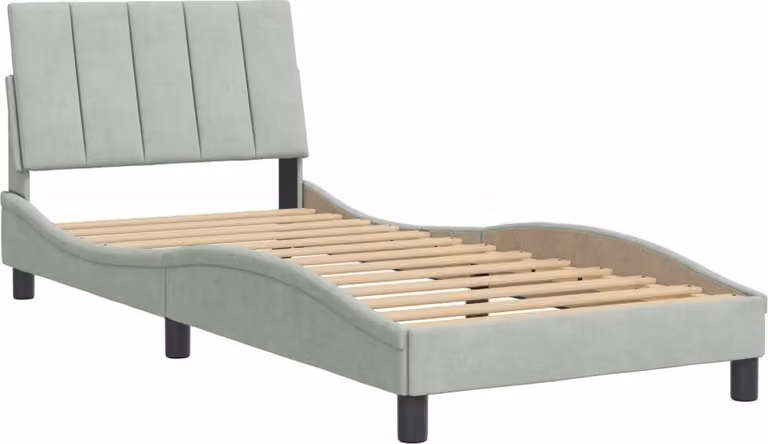 Giroletto senza Materasso Hanko Grigio Chiaro 90x200 cm Velluto