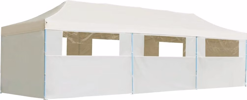 Tenda Pieghevole Pop-Up con 8 Pareti Laterali 870x291x315 cm Crema