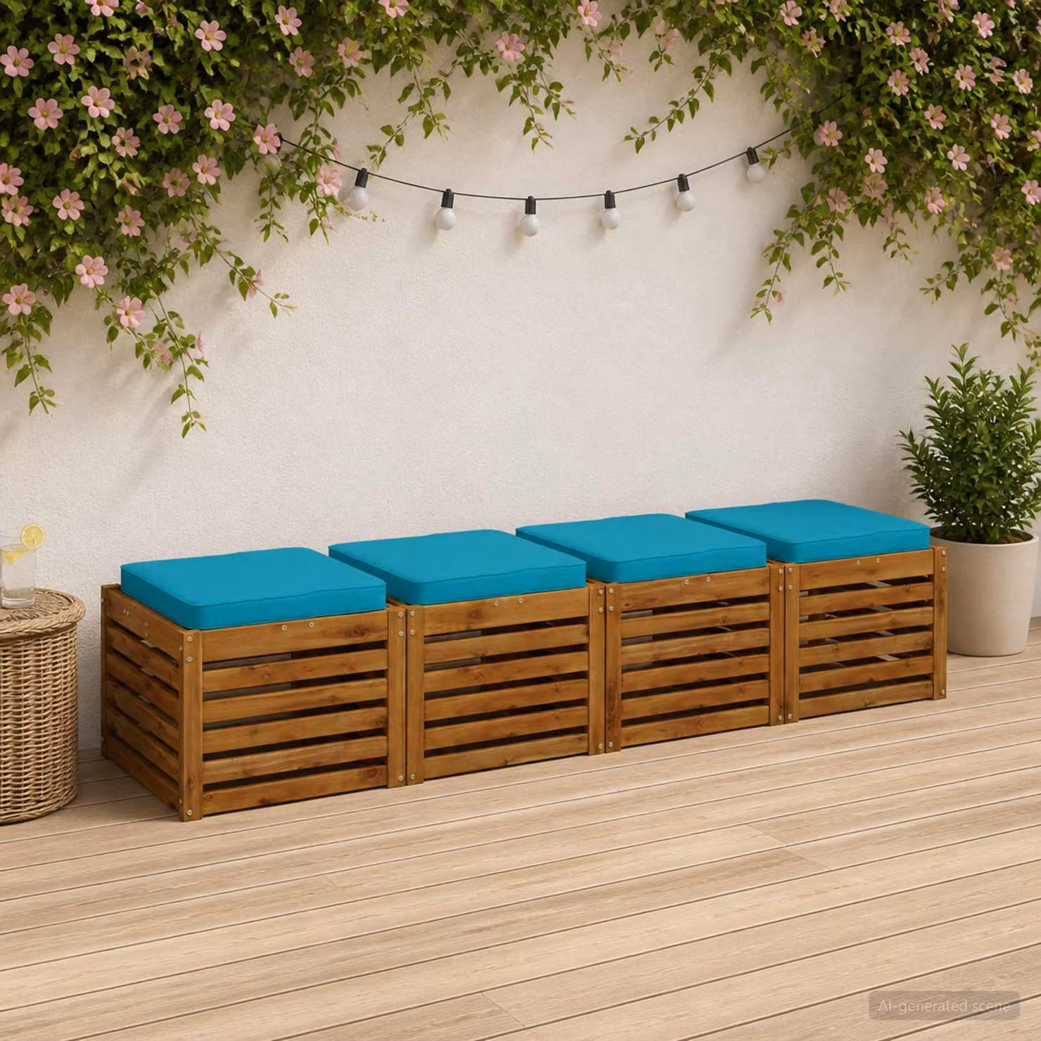 Set di 4 cuscini per sedia vidaXL VUGHT in poliestere, colore turchese