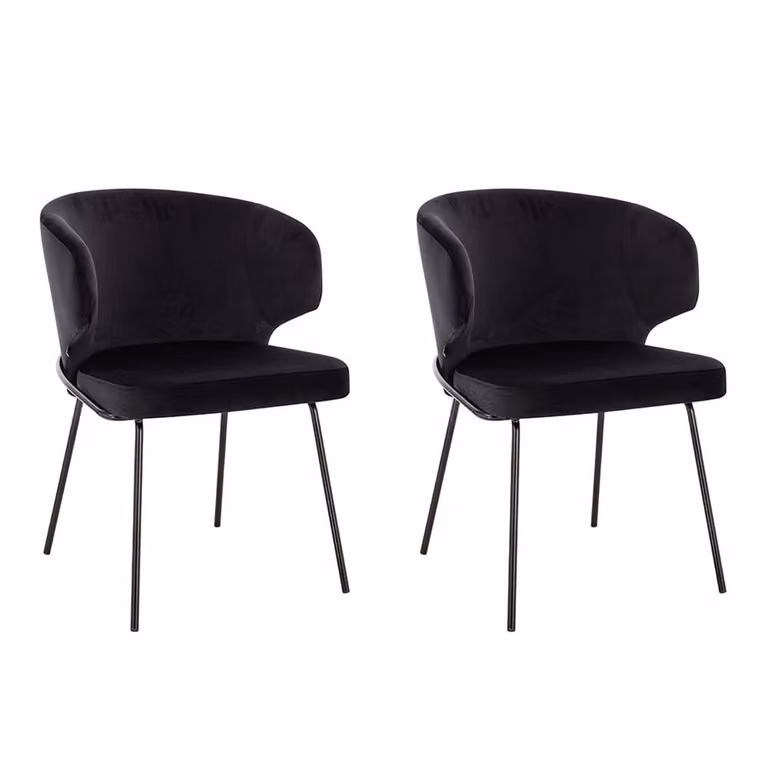 Home Deluxe - Sedia imbottita AMARA- 2 pezzi, colore: nero velluto - imbottitura morbida, carico massimo 120 kg I Sedia da cucina Sedie da pranzo Sedie da sala da pranzo