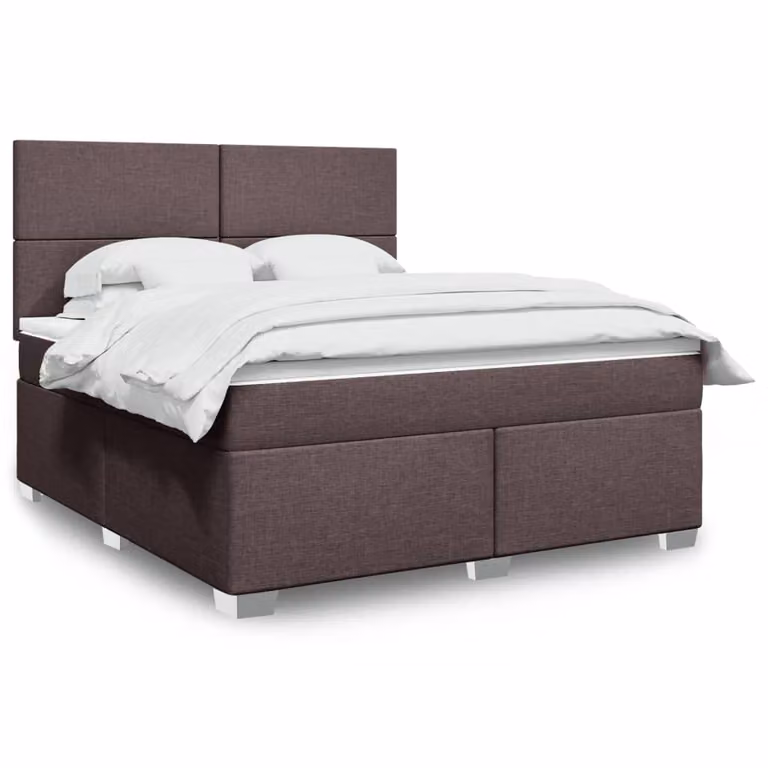 vidaXL Letto Ibrido con Giroletto a Molle e Materasso in Tessuto Marrone e Bianco L/P/H: 180 x 200 cm
