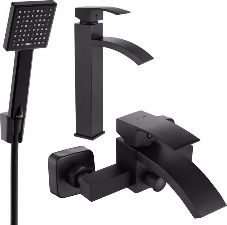 Mexen Libra R45 set vasca da bagno, nero - 745113R45-70