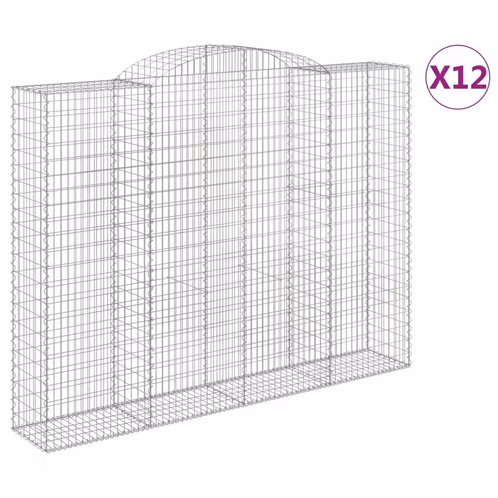 Set di 12 Cesti Gabbioni ad Arco vidaXL in Acciaio Zincato Argento L: 300 cm, P: 50 cm, H: 220/240 cm – 2