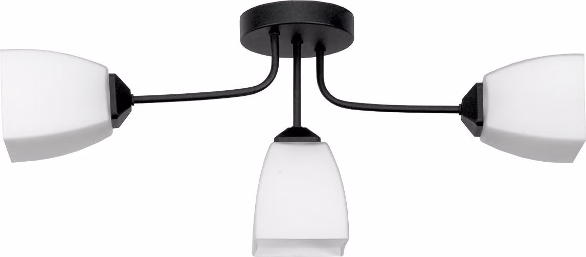 Lampada A Sospensione Nera Classica Lampada In Vetro Bianco 15-482 Trapic