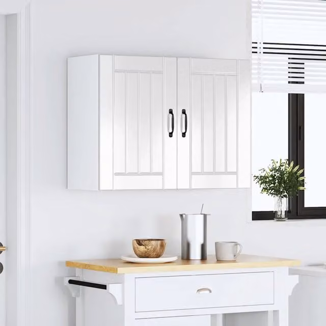 Pensile da cucina e soggiorno vidaXL moderno bianco lucido con ante in vetro L/P/H: 80 x 31 x 60 cm
