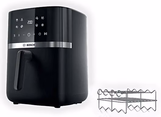 Friggitrice ad aria Bosch Serie 4 MAF462B1 da 6,1 L, 2050 W, con Display Digitale e Funzione Mantenimento in Caldo, Nero
