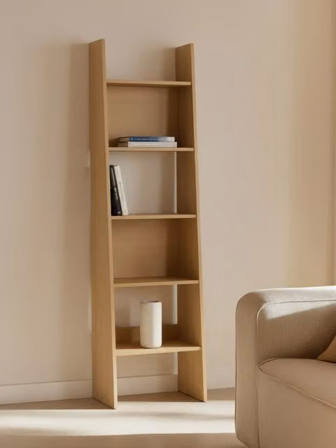 Scaffale a parete Samet Kenay Home in composito marrone e beige H: 185,0 cm, L: 50,5 cm, P: 50,5 cm
