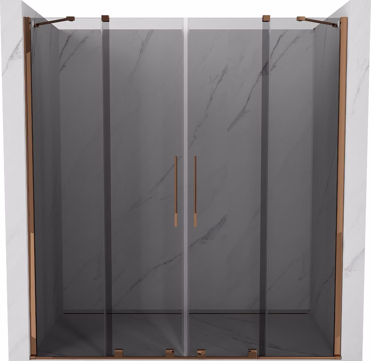 Mexen Velar Duo porta doccia scorrevole 170 cm, grafite, oro rosa - 871-170-000-42-60
