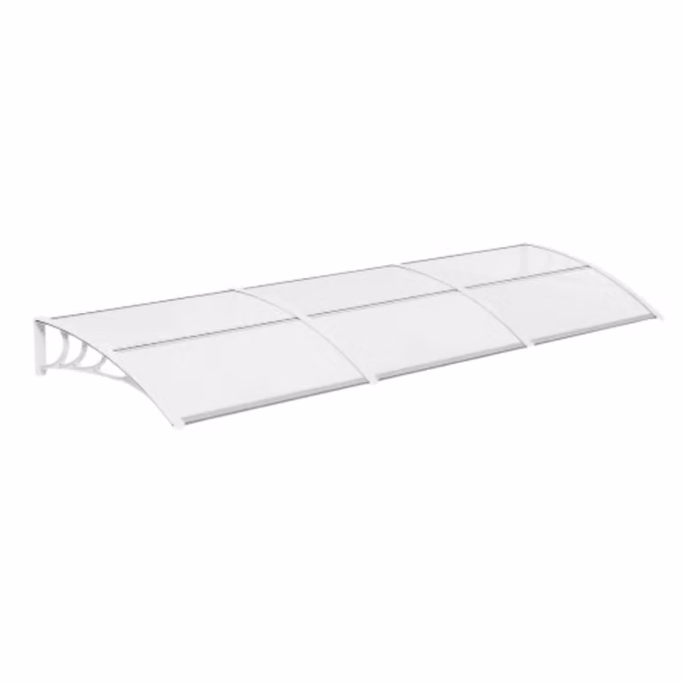 Tettoia per porta 270cm - Tettoia per porta d'ingresso - Bianco - Curvo - Protezione solare - Tettoia per balcone - Tettoia per esterno
