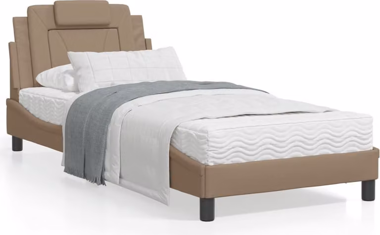 Letto "Viana" di design, con materasso cappuccino, dimensioni 90x200 cm, rivestito in ecopelle