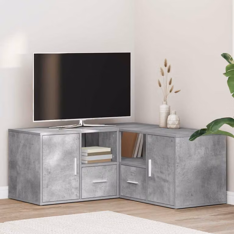 Mobile angolare vidaXL in stile industriale grigio cemento con ante e ripiani, L/P/H: 160 x 40 x 45 cm