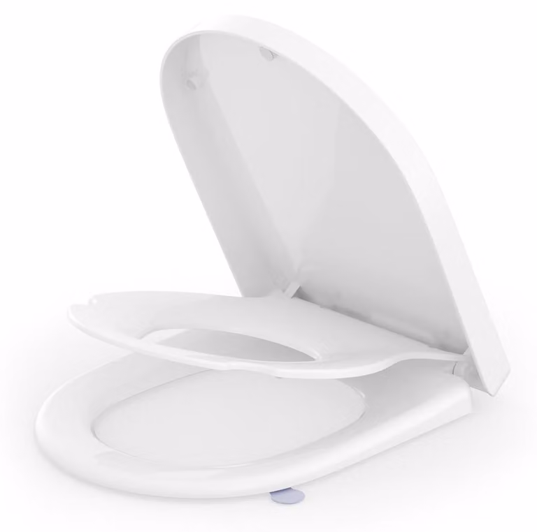 Elzusha - Sedile per WC a forma di "D" con kit per bambini integrato e sistema di chiusura ammortizzata