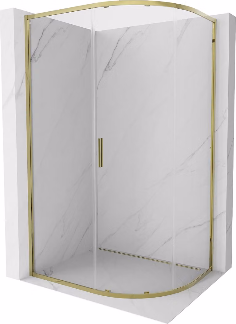 Mexen Exo cabina doccia semicircolare scorrevole 120 x 90 cm, trasparente, oro - 8131-120-090-50-00