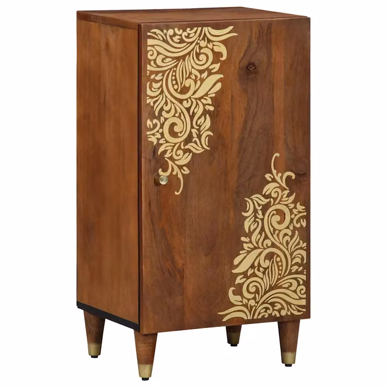 Credenza moderna vidaXL in legno di mango massello marrone e oro L/P/H: 40 x 33 x 75 cm
