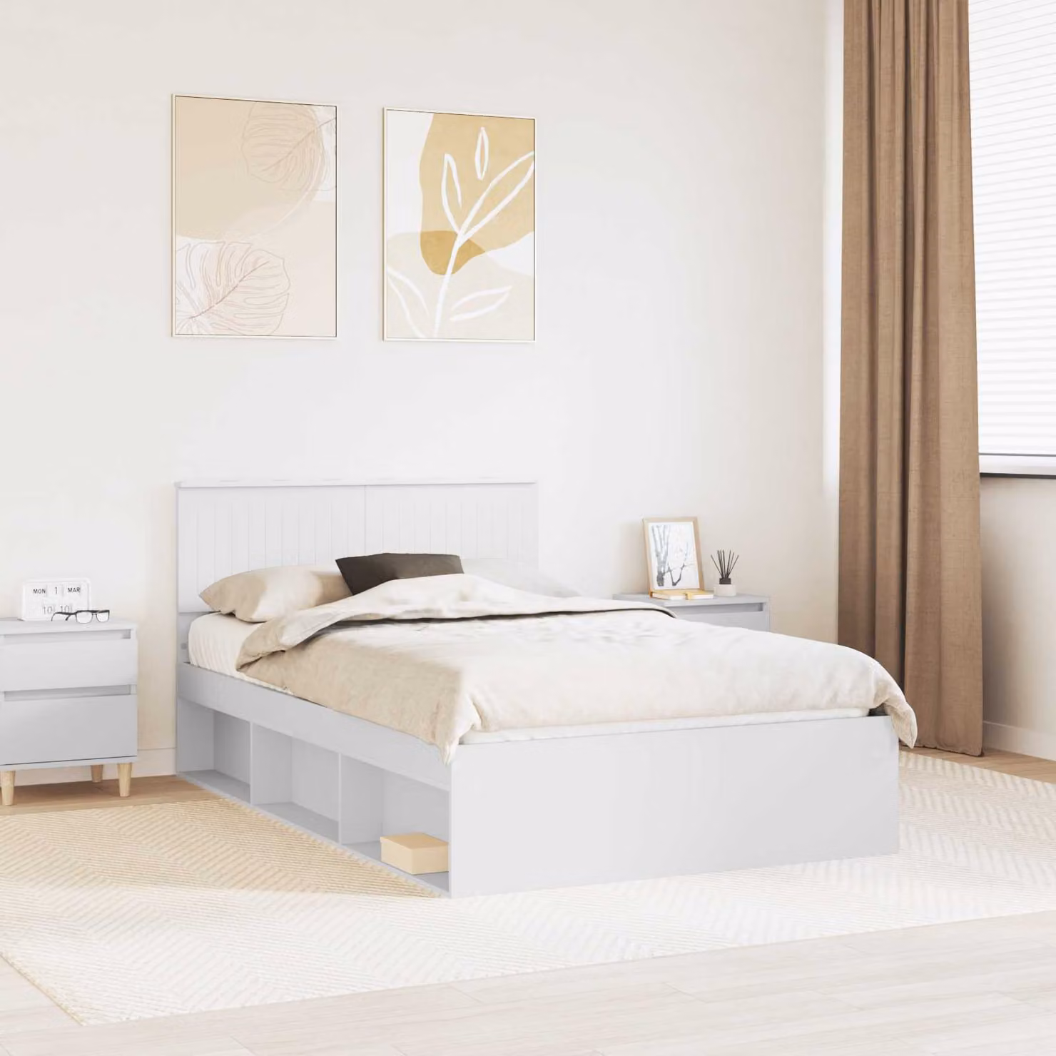 Struttura del letto vidaXL in pino massello bianco con doghe in legno L/P/H: 120 x 200 x 90 cm