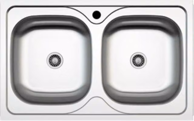 Lavello incasso cucina acciaio 86x50 cm due vasche