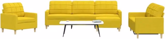 Set di Divani 4 pz con Poggiapiedi Giallo Chiaro in Tessuto 3278300