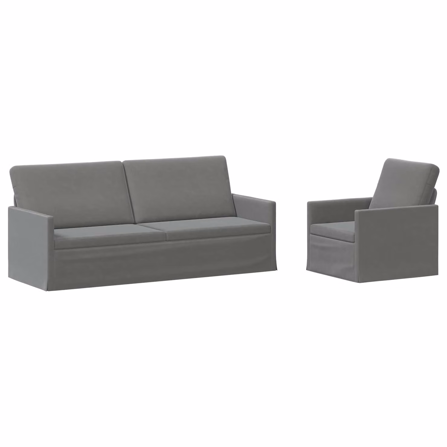 Set di 2 divani moderni vidaXL in velluto grigio con struttura in metallo per il tuo soggiorno
