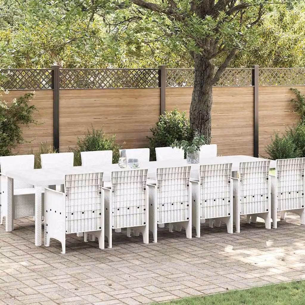Maison Exclusive - Set da pranzo per esterno, 13 pezzi, rattan bianco