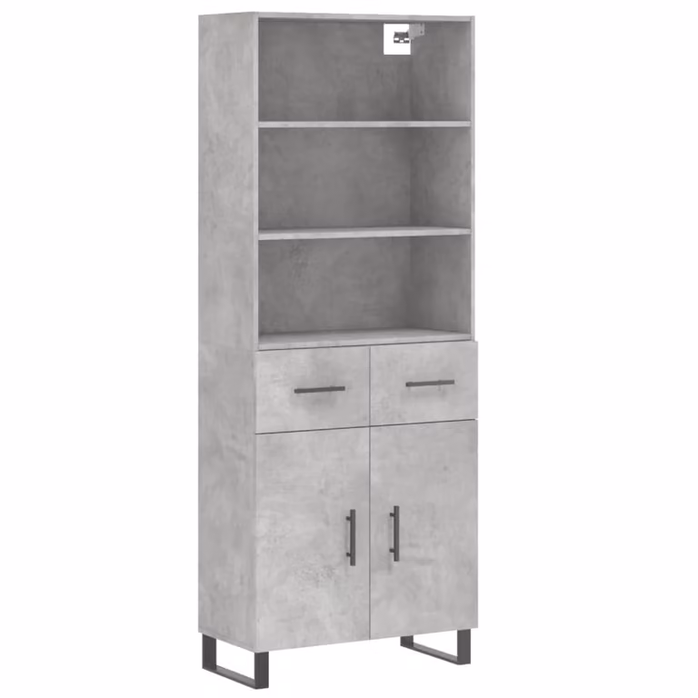 Credenza Grigio Cemento 69,5x34x180 cm in Legno Multistrato