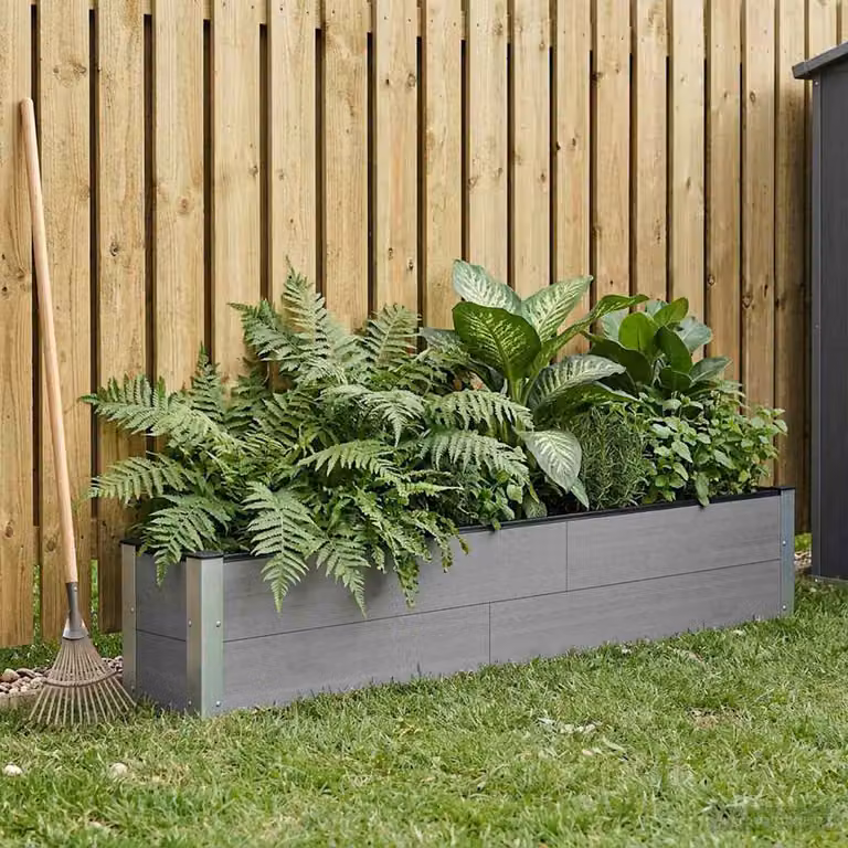 Letto rialzato da giardino vidaXL in WPC e alluminio, Grigio, L: 200 cm, P: 30 cm, H: 36 cm