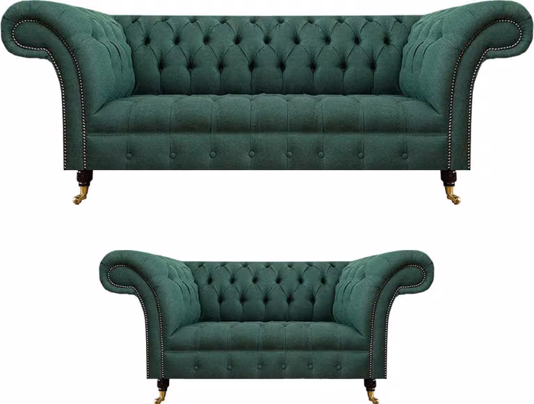 Sofagarnitur Dreisitzer Sofas Komplett Grün Polstermöbel Wohnzimmer