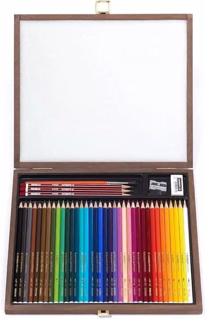 Set di 36 pastelli a olio idrosolubili multicolore con scatola in legno per uso professionale