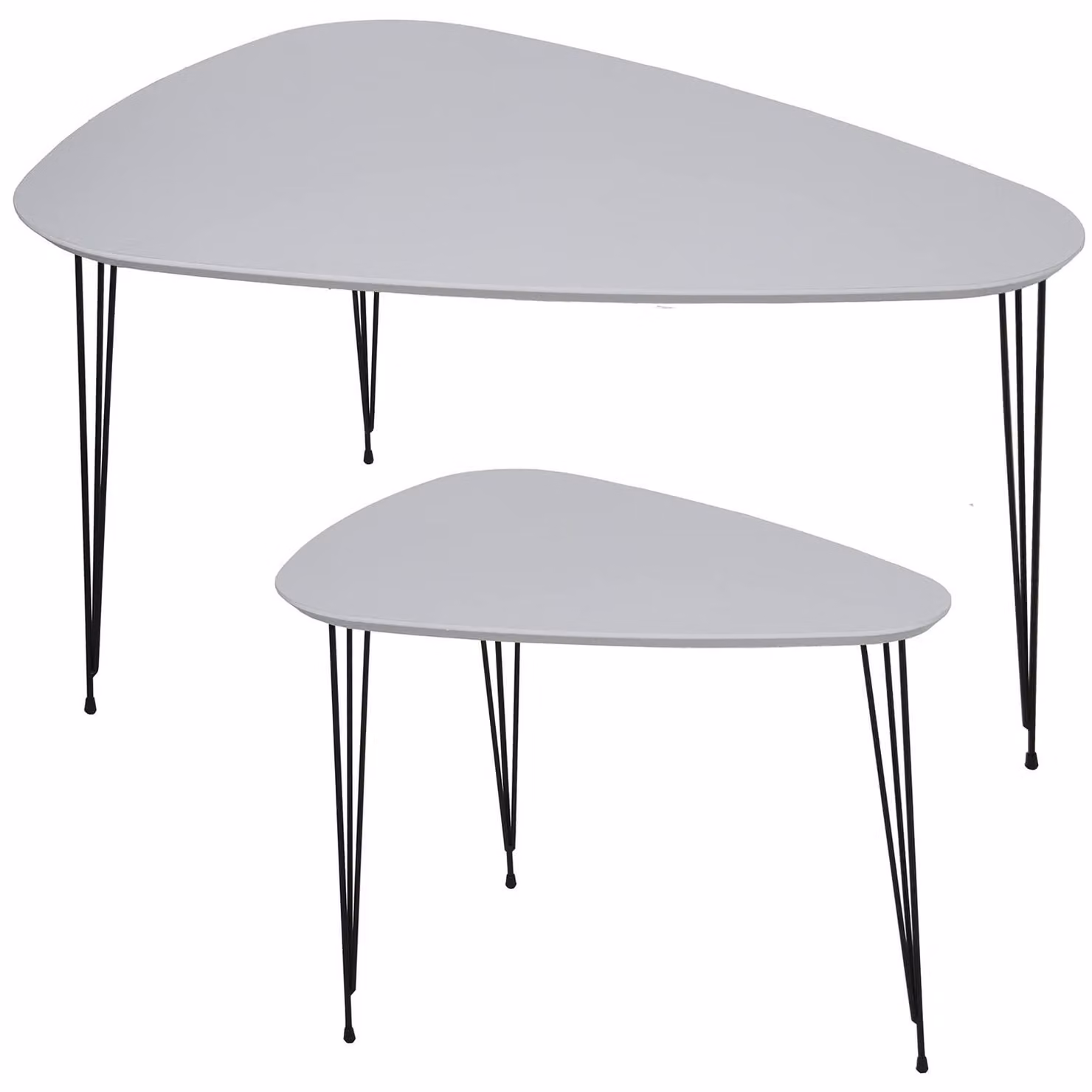 Set composto da 2 tavolini moderni in legno e metallo