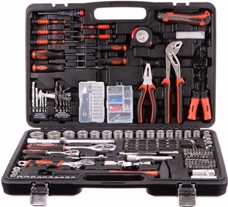 Set di attrezzi – 350 pezzi – Multiuso – Kit per bricolage – Kit di riparazione – Valigetta in plastica resistente