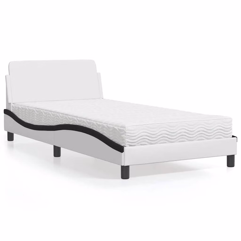 Letto con Materasso Dover vidaXL in Similpelle Bianco e Nero L/P/H: 100 x 200 x 218 cm