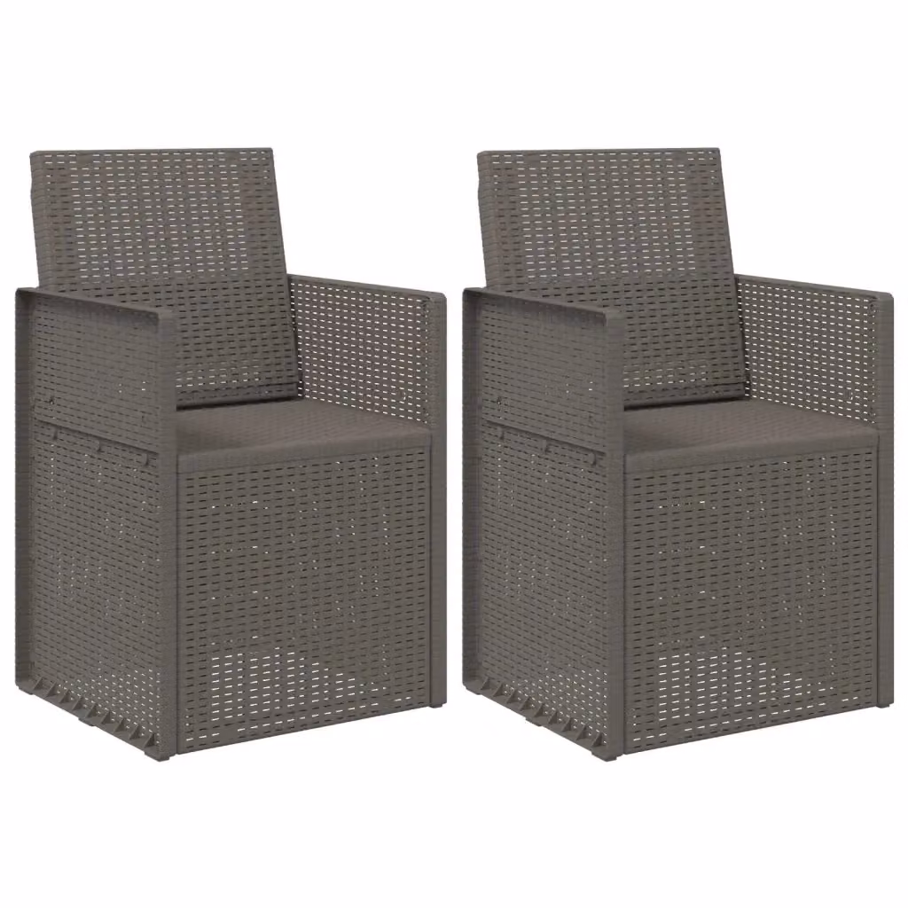 Set di 2 sedie da giardino moderne vidaXL in plastica grigio opaco con braccioli e resistente ai raggi UV – 2